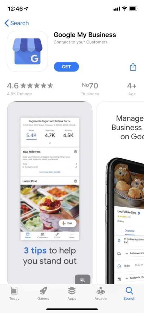 google my business in app store-min